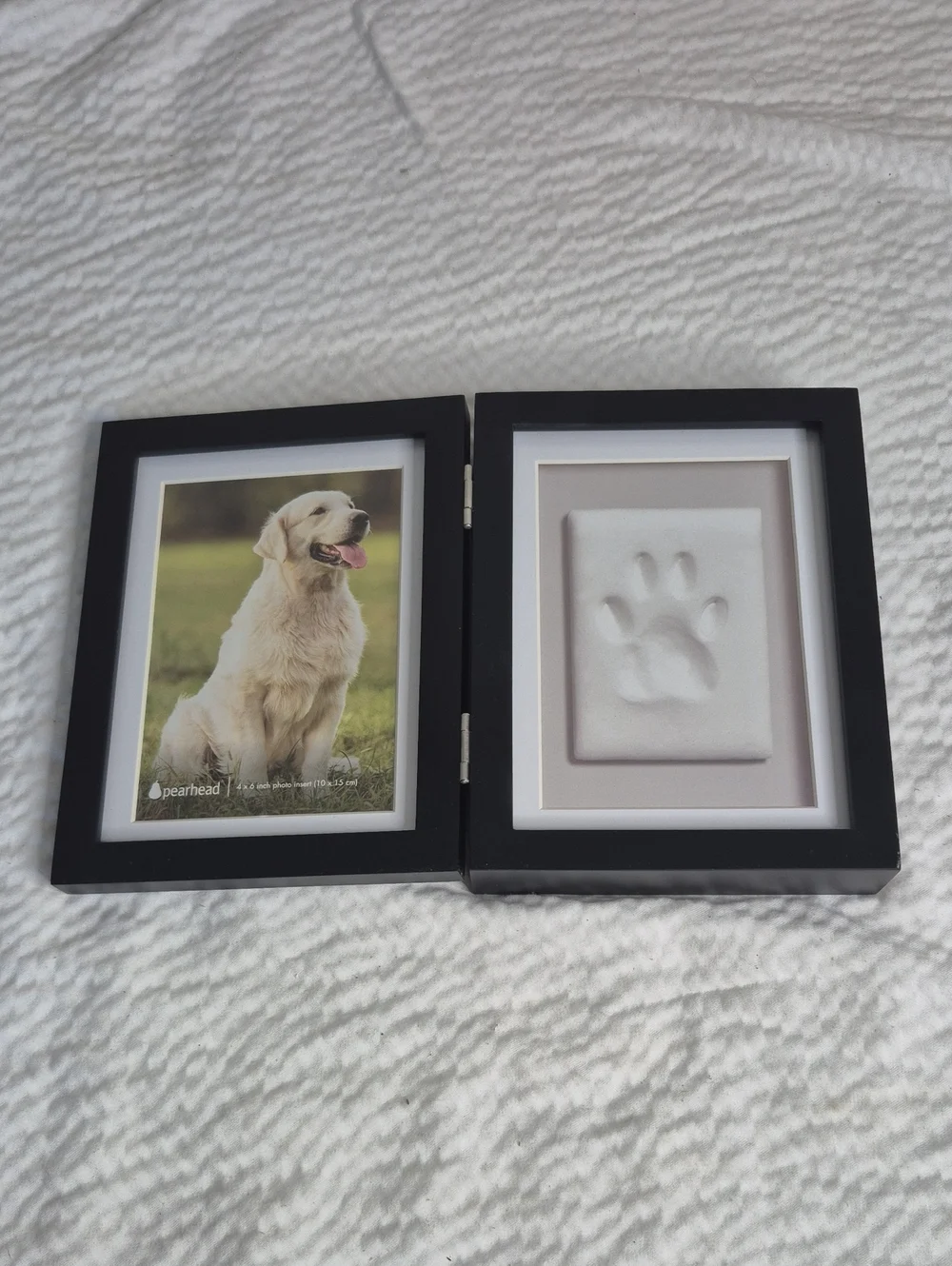 Pearhead Pet Paw Print Photo Frame With Clay Imprint Kit - Wooden Pet Paw Pri...